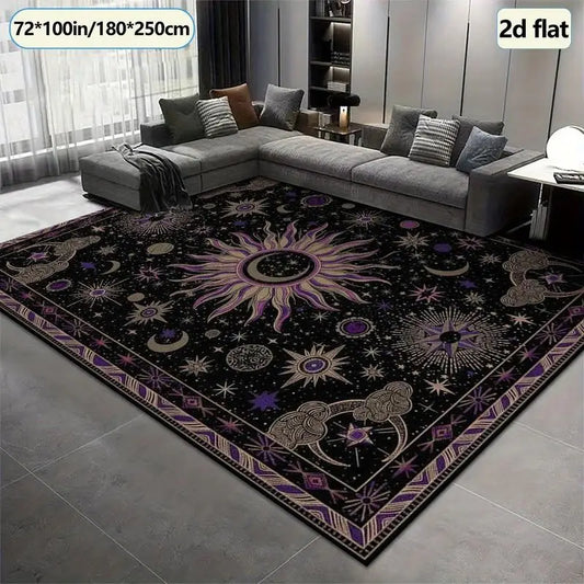 Celestial Constellation Sun Moon Star Pattern Area Rug for Home