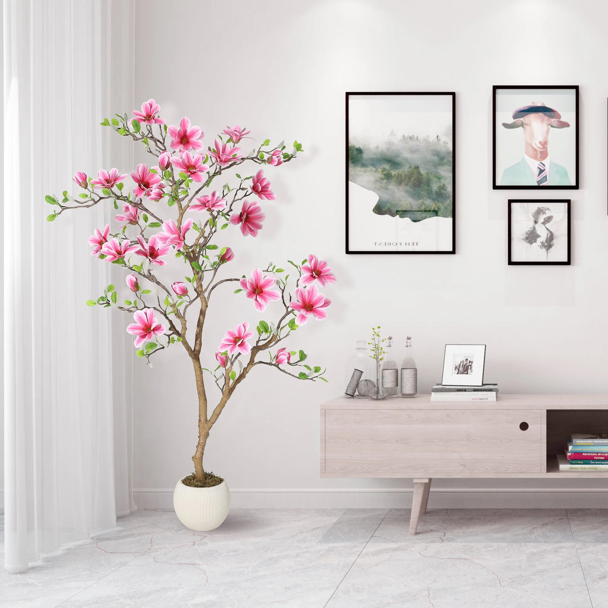 HiMISS Lifelike Artificial Magnolia Tree For Indoor Home Decor