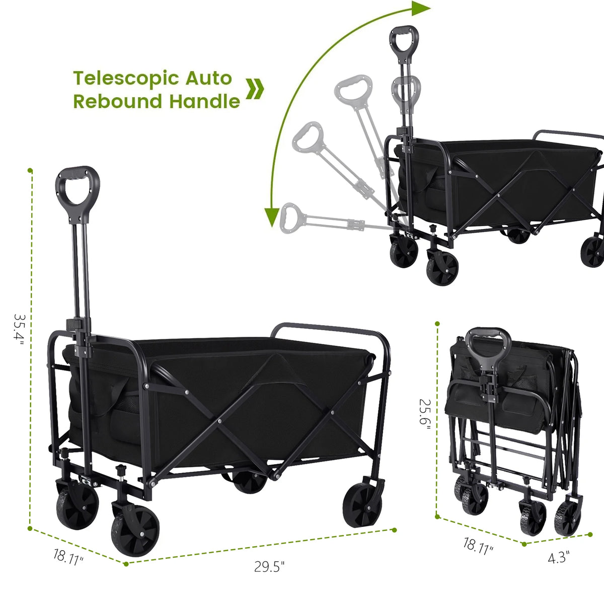 Heavy Duty Foldable Utility Wagon With All Terrain Wheels