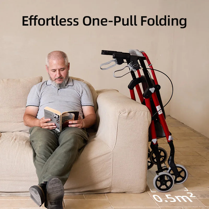 Maidesite Ergonomic Rollator Walker With Seat And Backrest