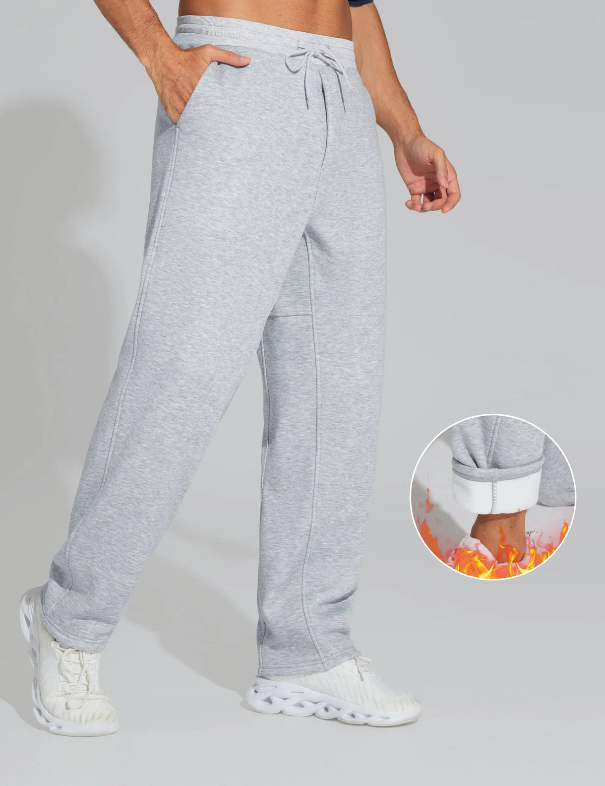 The Gym People Mens Baggy Fleece Drawstring Pocket Sweatpants