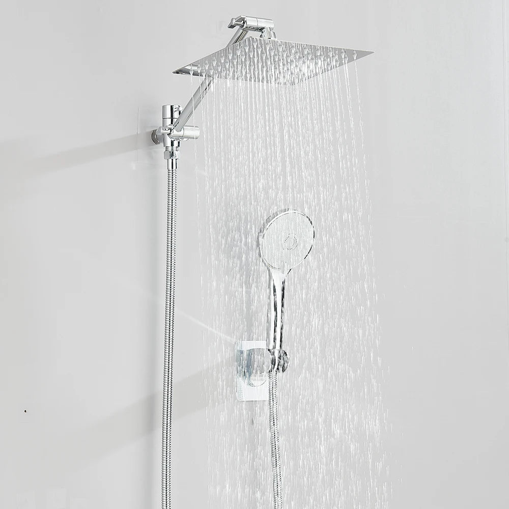 MYQualife 3Way Shower Kit Rainfall Head Wall Mount Handheld Set