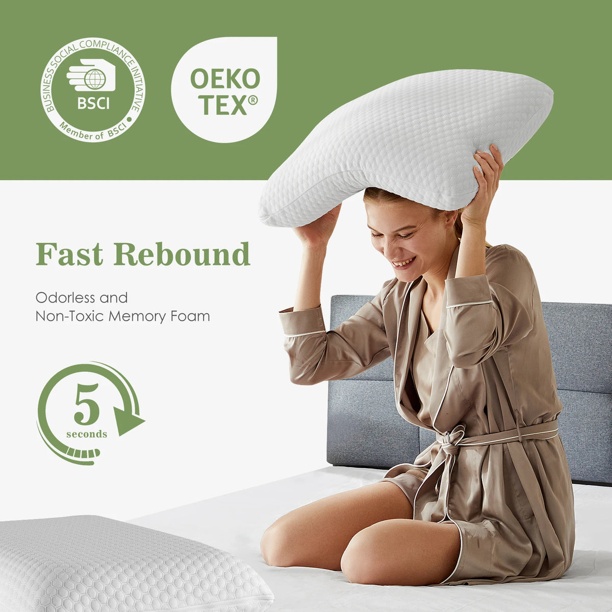 JHK Cooling Memory Foam Pillows With Washable Cover