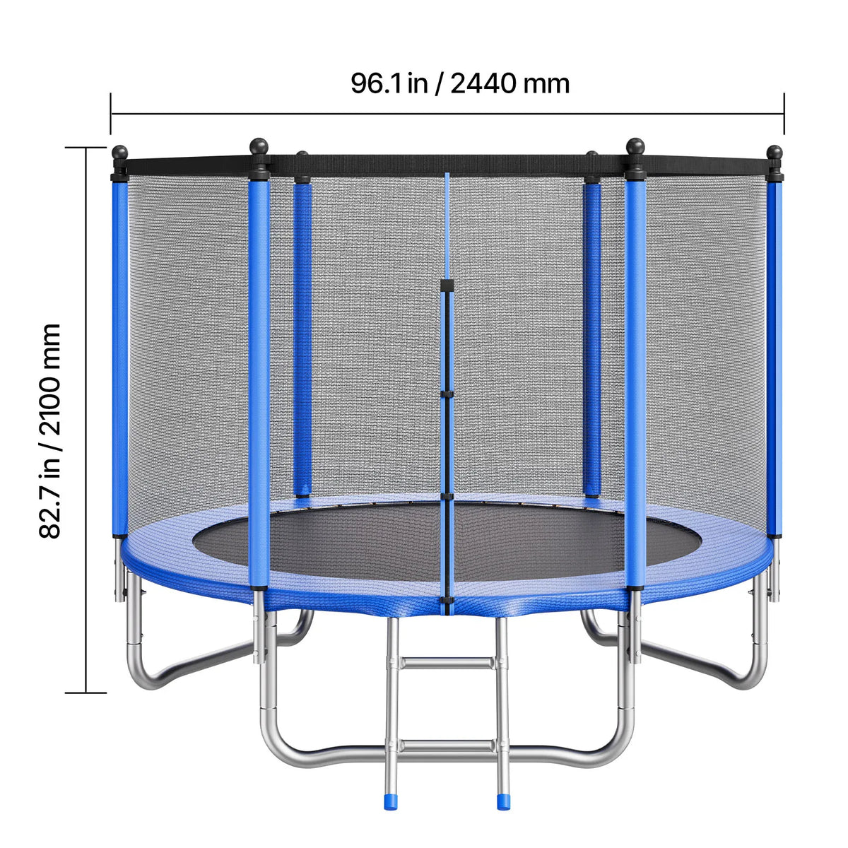 SucceBuy Outdoor Round Trampoline With Enclosure Net And Steel Frame