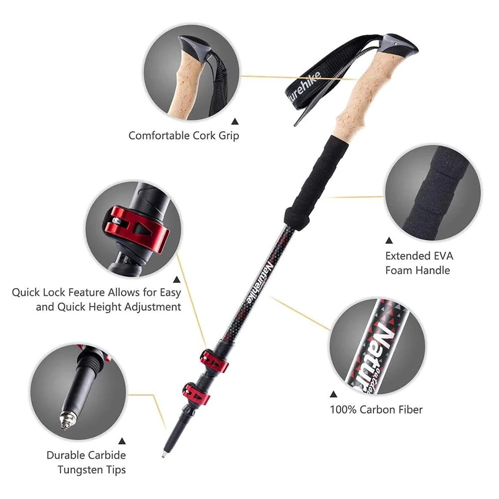 Naturehike Ultralight Carbon Fiber Trekking Poles For Outdoor Adventures