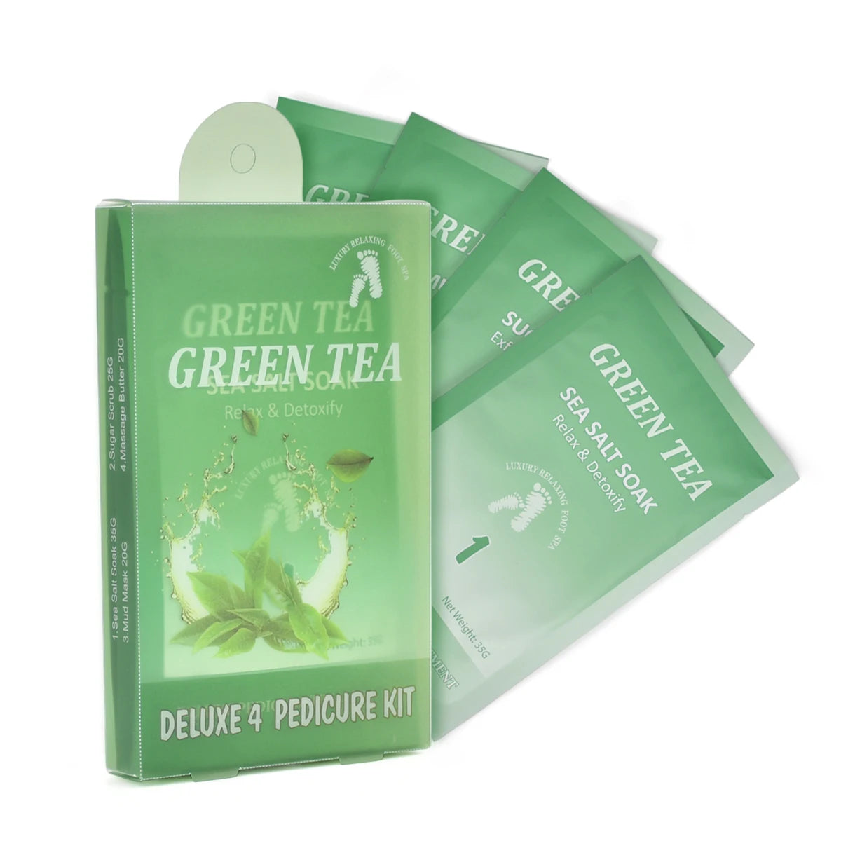 Deluxe Four Step Spa Pedicure Kit Featuring Herbal Foot Treatments