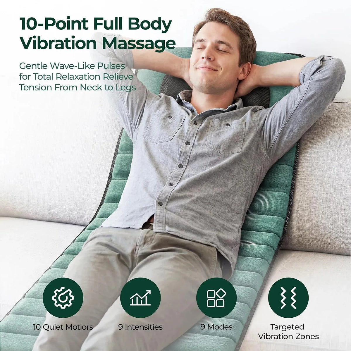 HomeMessa Detachable Full Body Vibration Massage Mat with 10 Motors