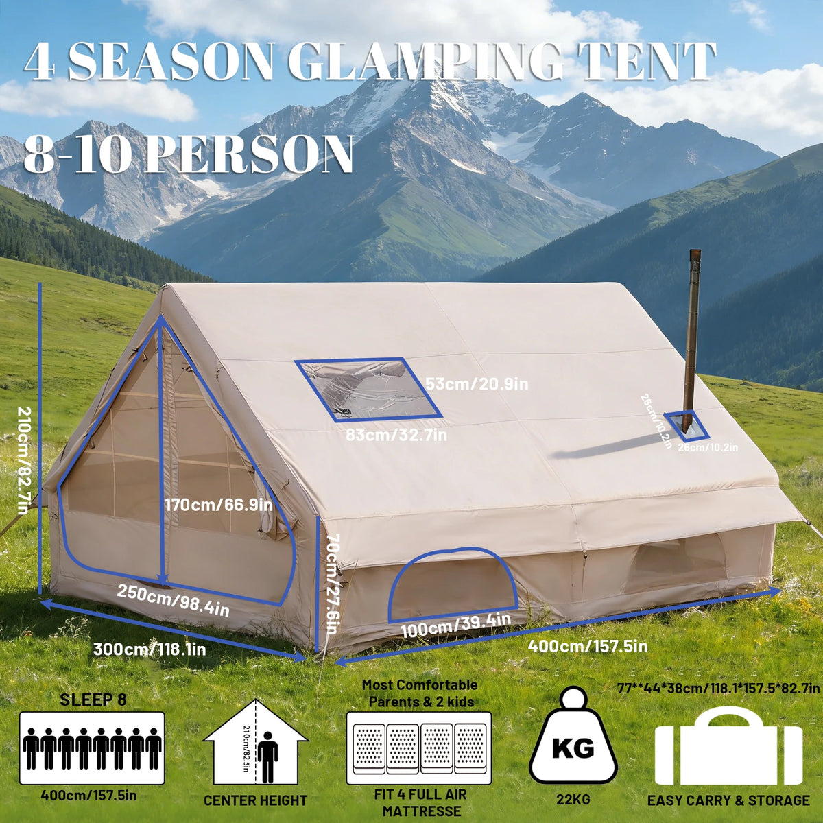 Pakicetus Inflatable Camping Tent With Skylight And Air Pump