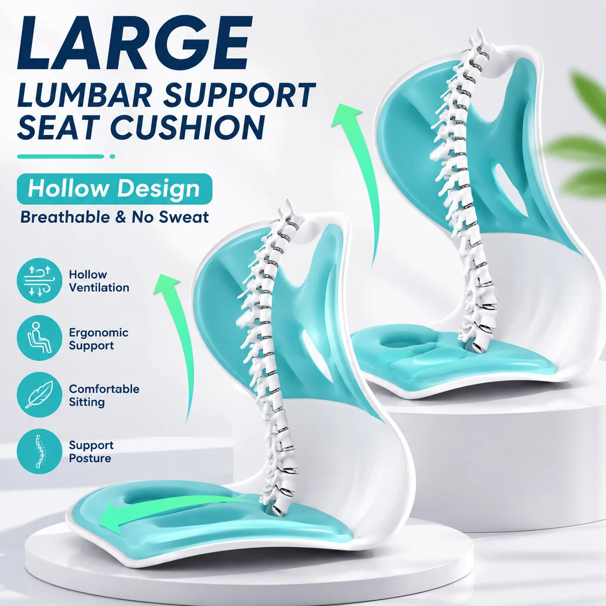 Portable Integrated Backrest Seat Cushion For Office And Travel