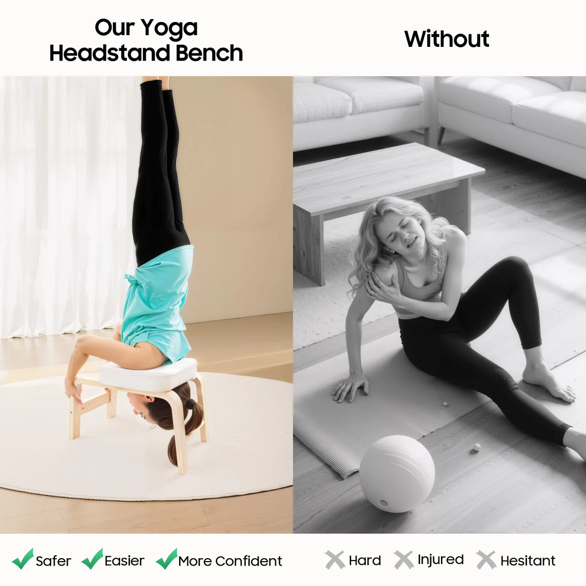 Ergonomic Yoga Headstand Bench With Support Cushion