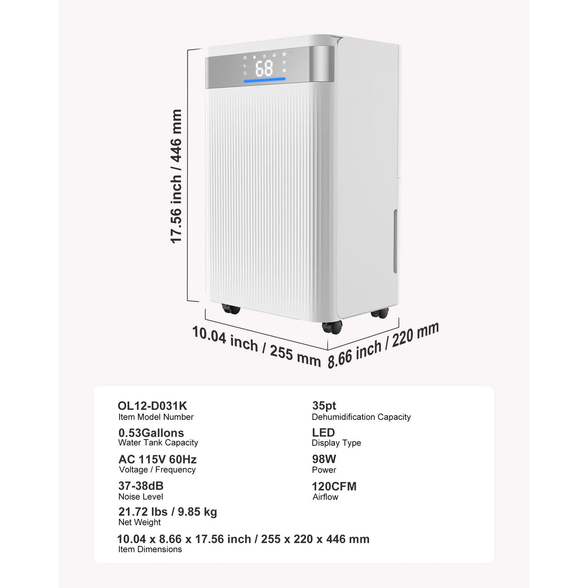 SucceBuy 52Pint Dehumidifier With Drain Hose Smart Humidity Control Low Noise
