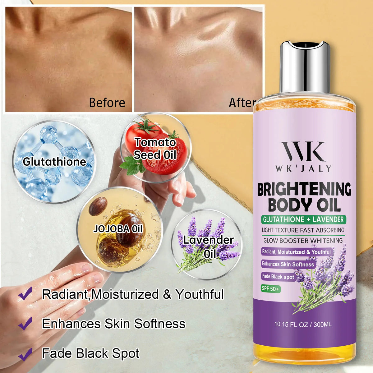 WK JALY Lightening Body Oil For Deep Moisturizing Skin Care