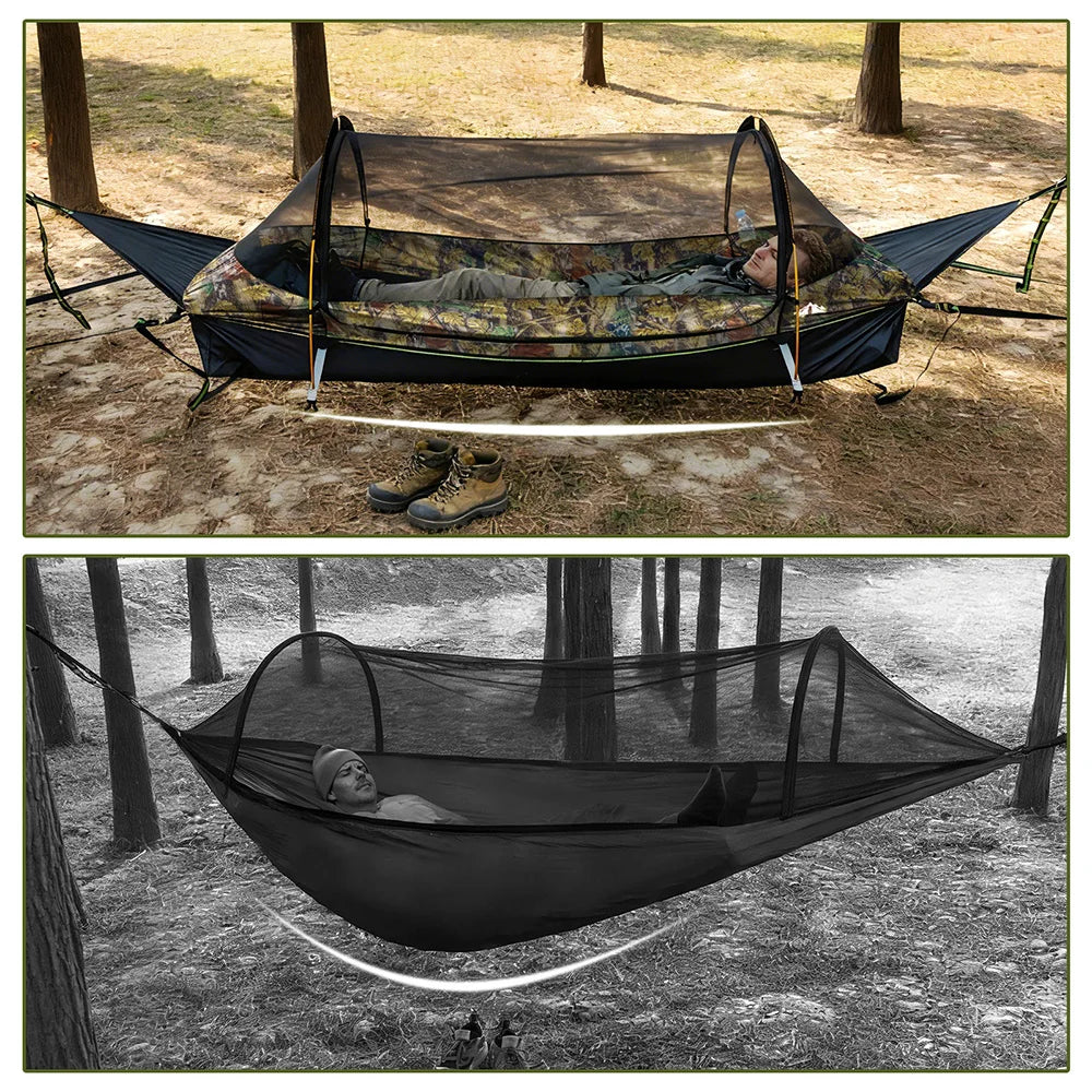 Night Cat Flat Lay Camping Hammock With Mosquito Net