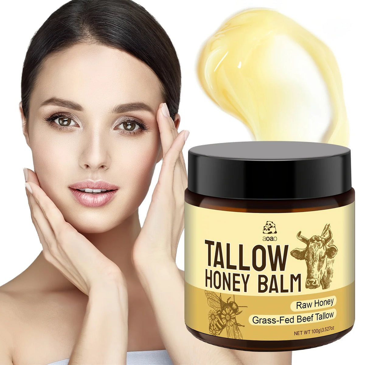 Aoao Natural Grass Fed Tallow Balm With Honey And Olive Oil