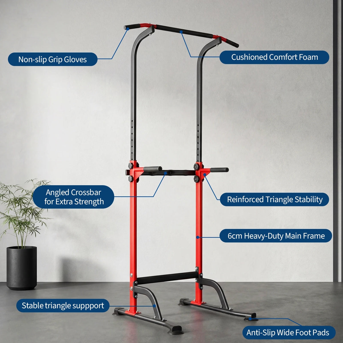 Adjustable Pull Up Dip Station Power Tower For Calisthenics