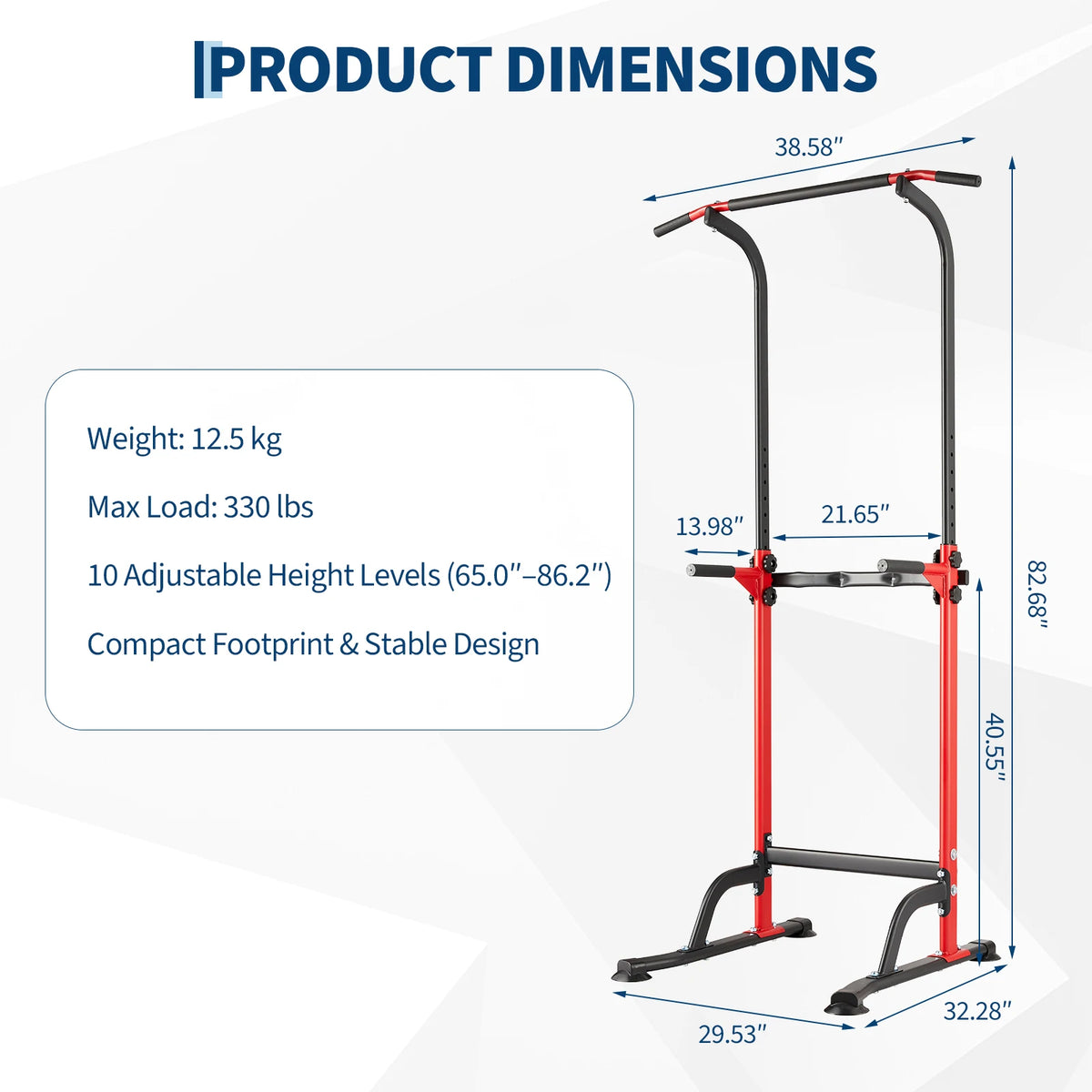 Adjustable Pull Up Dip Station Power Tower For Calisthenics