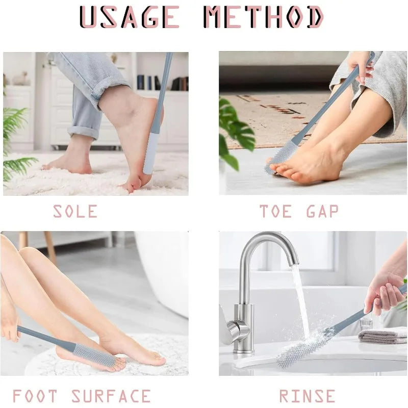 Silicone Toe Cleaning Brushes With Long Handle For Foot Care