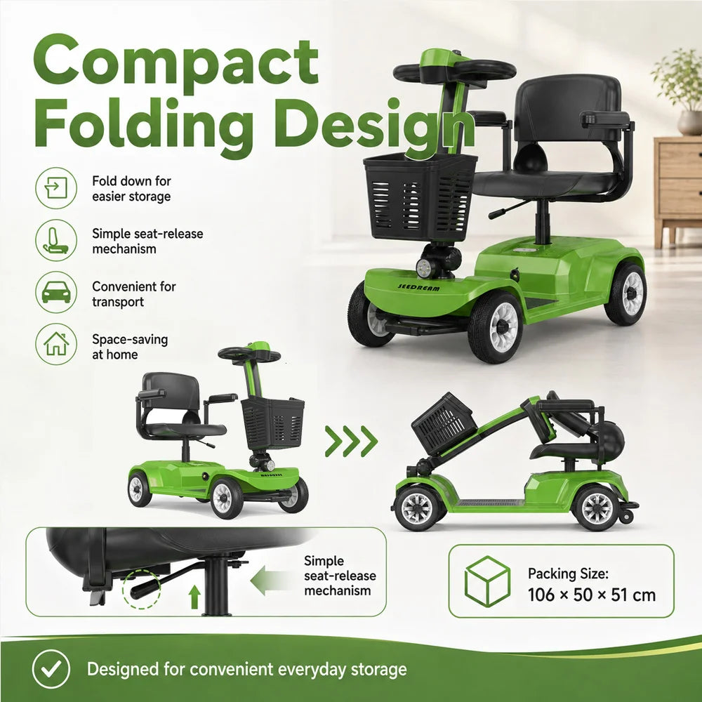 Electric Mobility Scooter For Seniors With Comfortable Seat