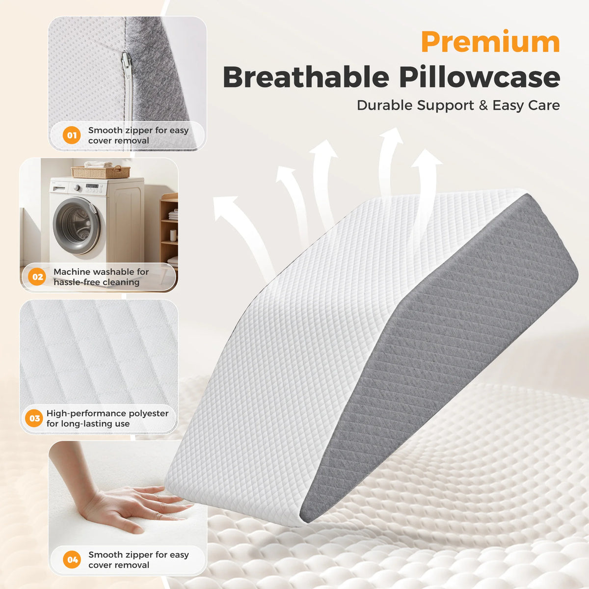 MCQ Orthopedic Cooling Wedge Pillow For Neck Pain Relief Night