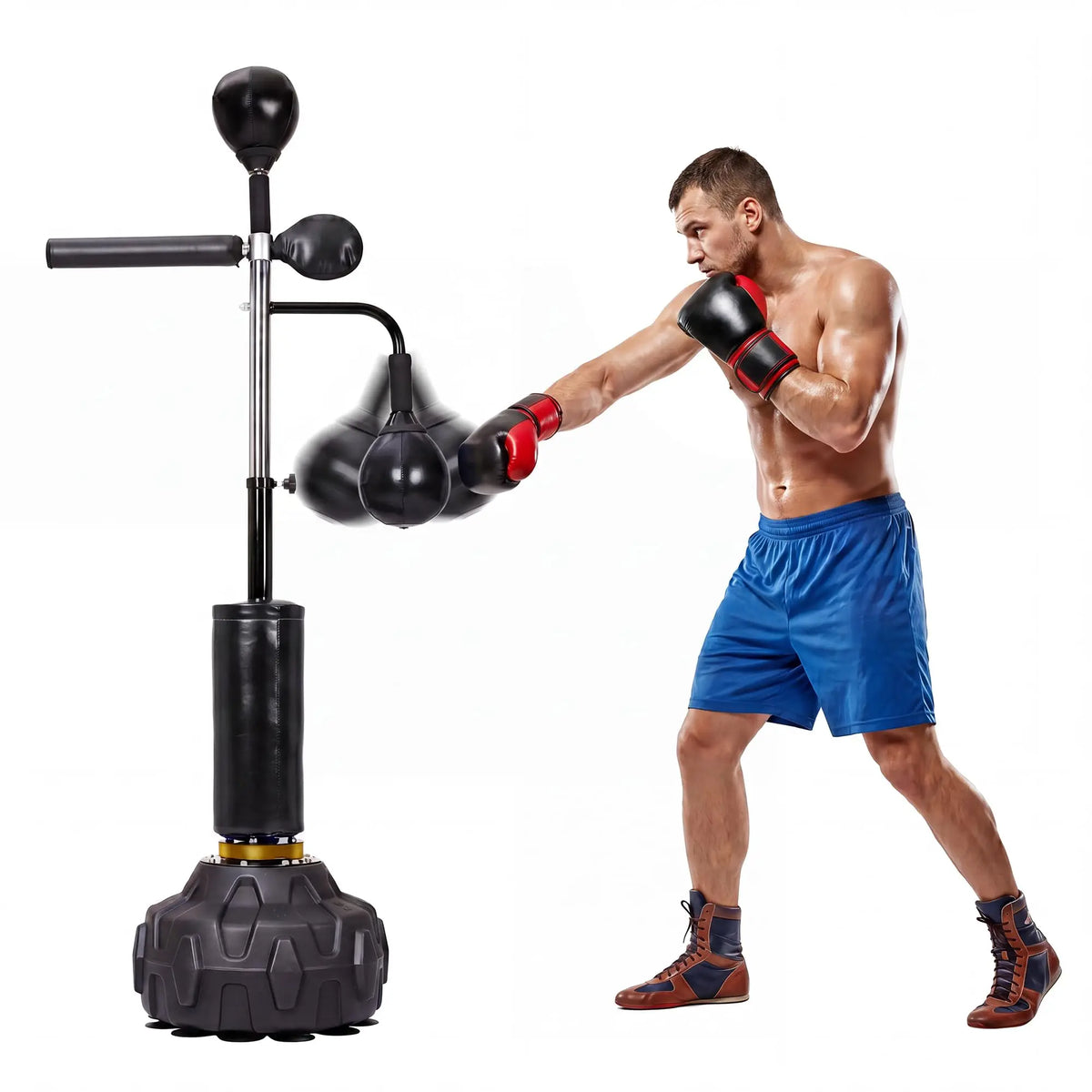 Freestanding Adjustable Boxing Bar With Two Speed Balls Swivel Head
