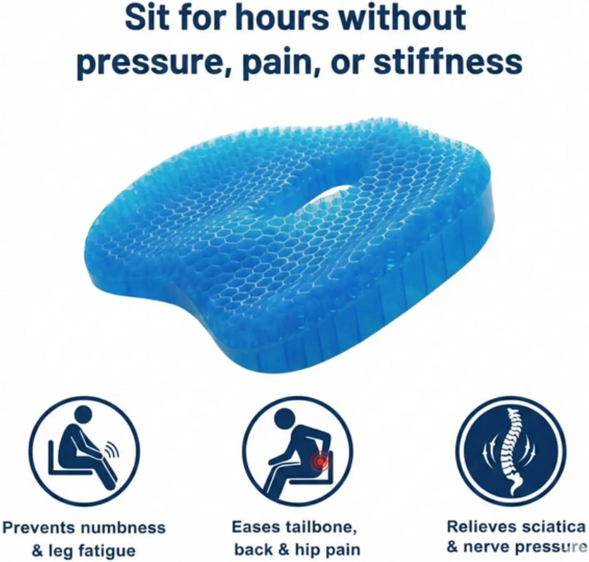 Ergonomic Honeycomb Gel Seat Cushion For Office Chair Comfort Support