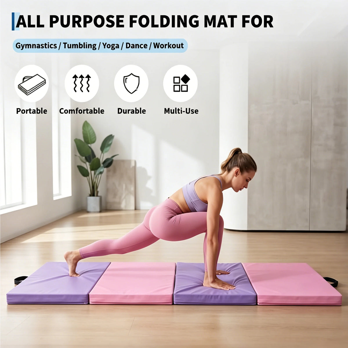 HiMISS Premium Folding Gymnastics Mat For Home Exercise And Pilates