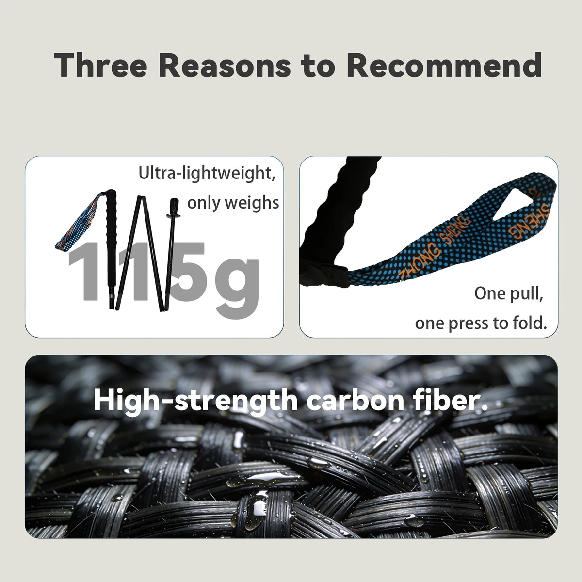 Okhealing Ultralight Foldable Carbon Fiber Trekking Poles