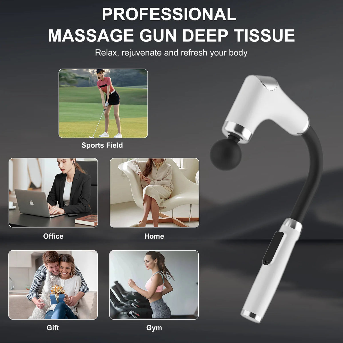 Long Handle Massage Gun With Led Display And Six Speed Levels