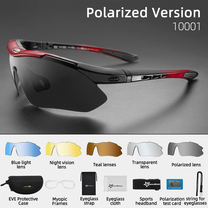 Rockbros Polarized Cycling Sunglasses With Uv Protection And Replaceable Frame
