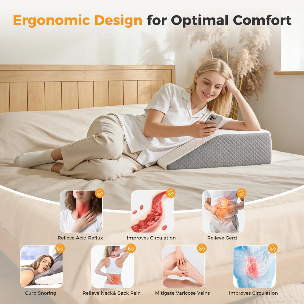 MCQ Orthopedic Cooling Wedge Pillow For Neck Pain Relief Night