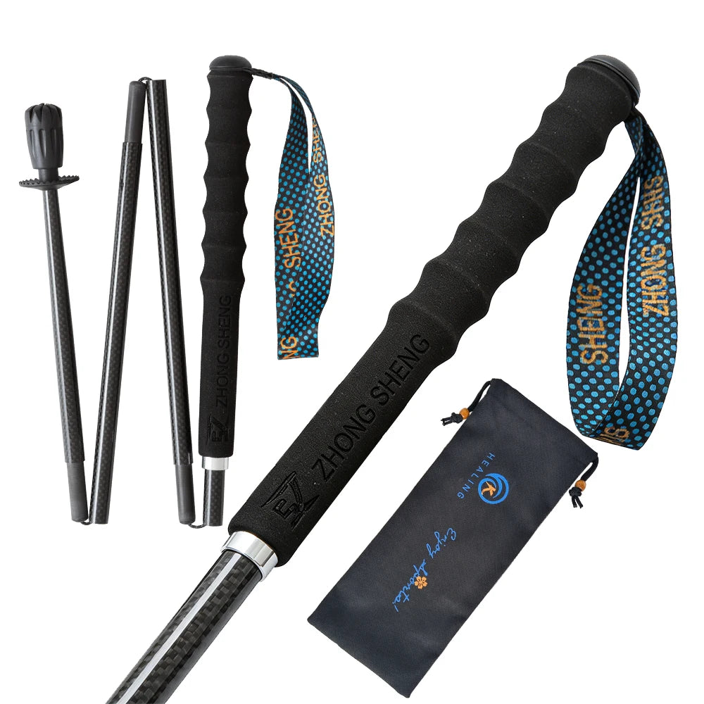 OKHEALING Lightweight Carbon Fiber Telescopic Trekking Poles