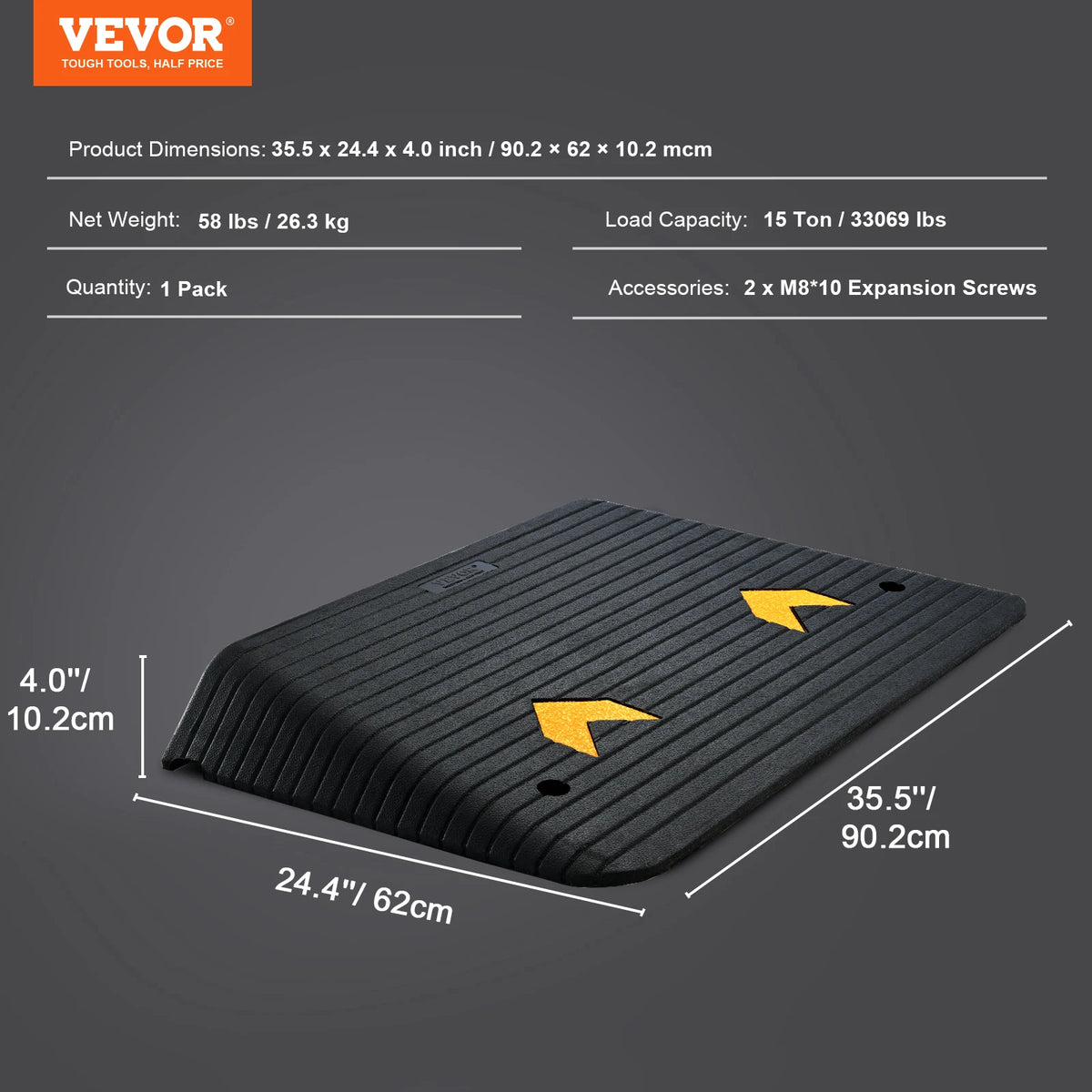 SucceBuy Portable Non Slip Rubber Driveway Curb Ramp for Vehicles