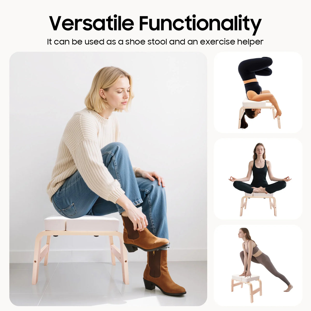 Ergonomic Yoga Headstand Bench With Support Cushion