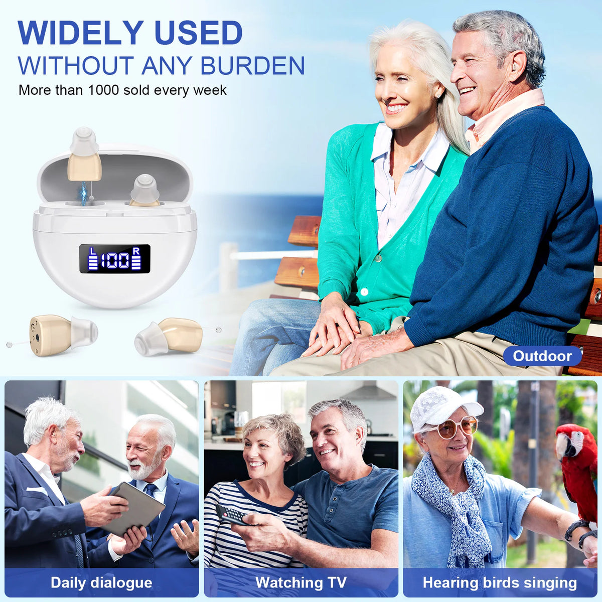 K&F Coptee Mini Rechargeable Hearing Aid Adjustable Volume Control