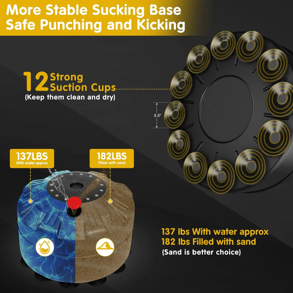 LEKARO Standing Boxing Sandbag With Suction Cup For Home Training