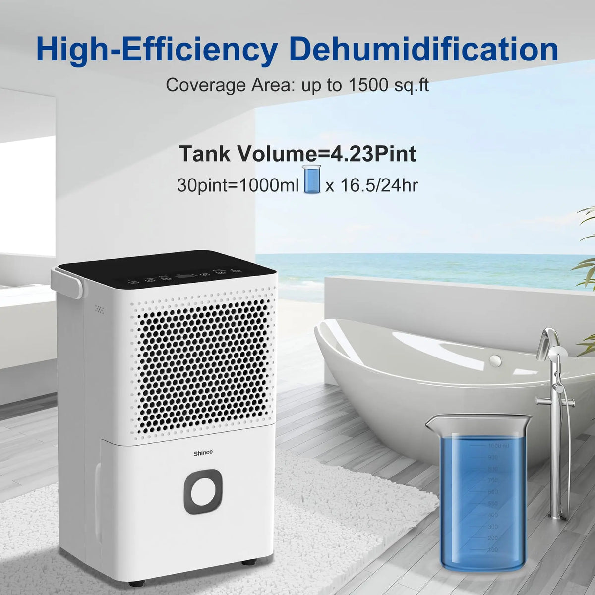 Shinco 30-Pint Dehumidifier With Drain Hose Covers 1500 Sqft