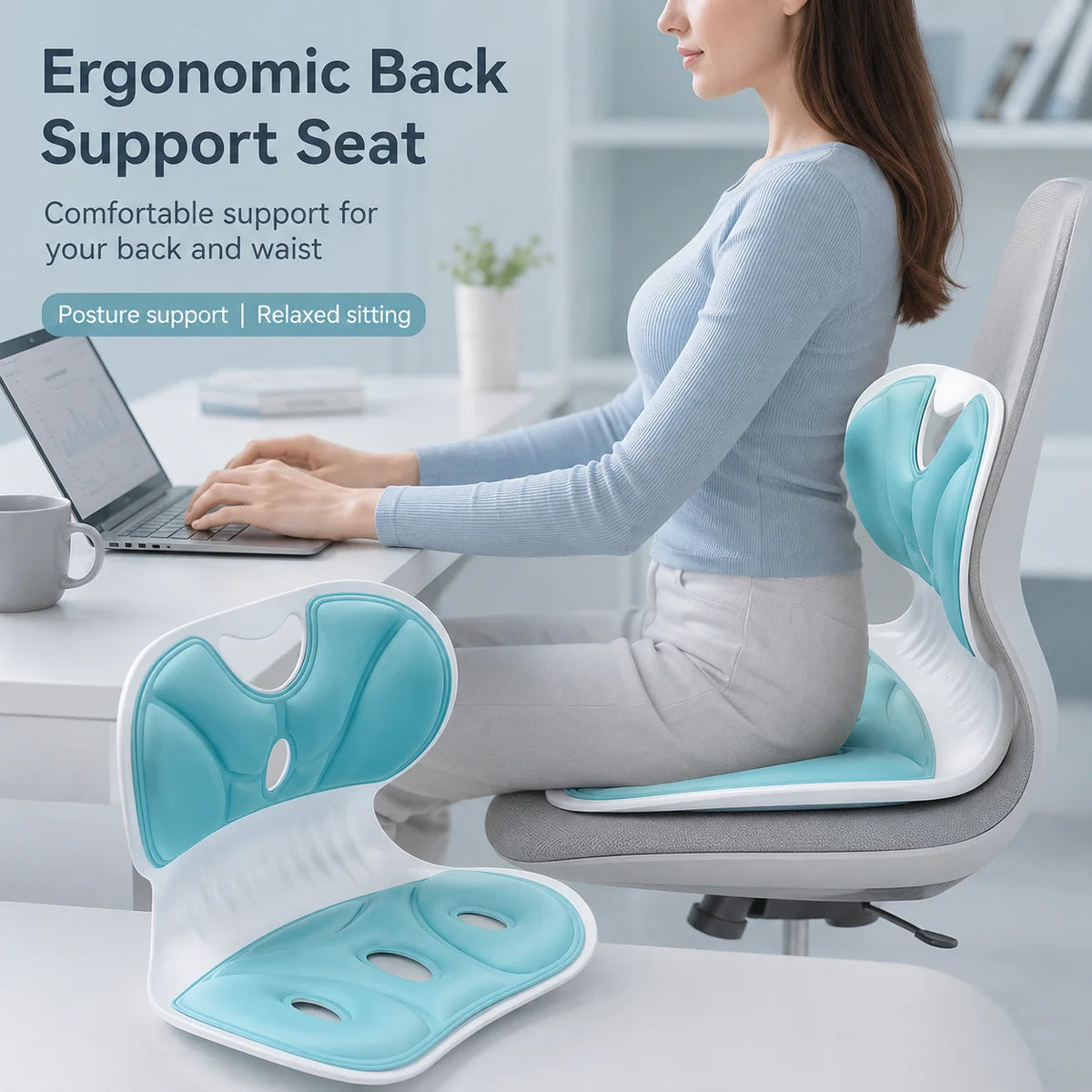 Portable Integrated Backrest Seat Cushion For Office And Travel