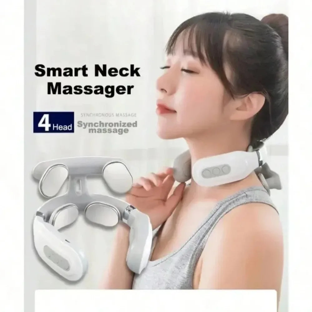 Lism Adjustable Quad Head Heating Neck Massager With Usb