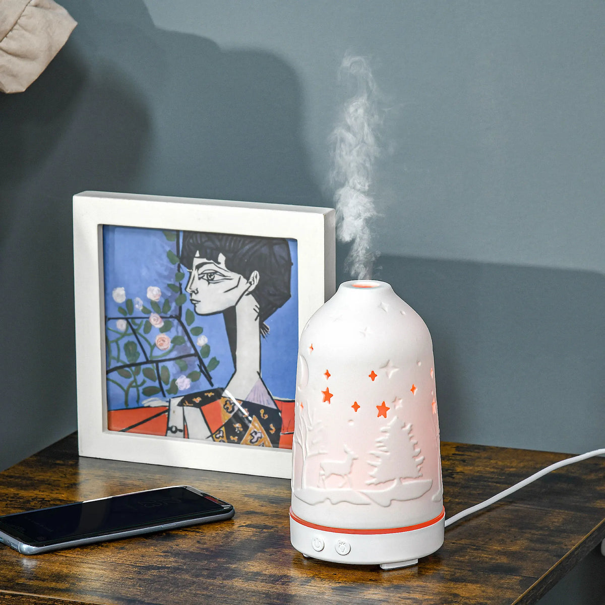 Ultrasonic Aromatherapy Diffuser With Ceramic Top And LED Lights