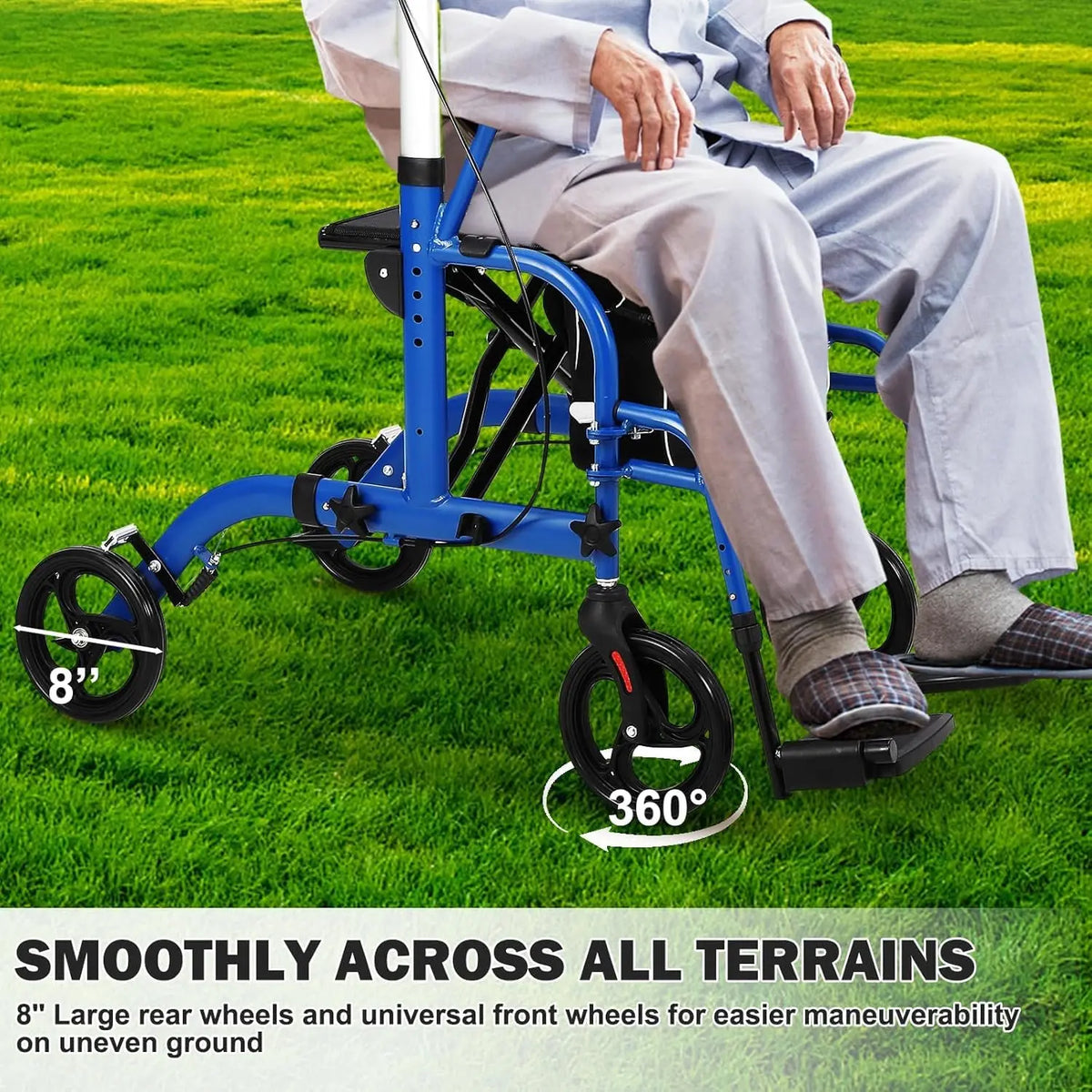 Aluminum Foldable Rollator Walker With Seat And Backrest For Seniors