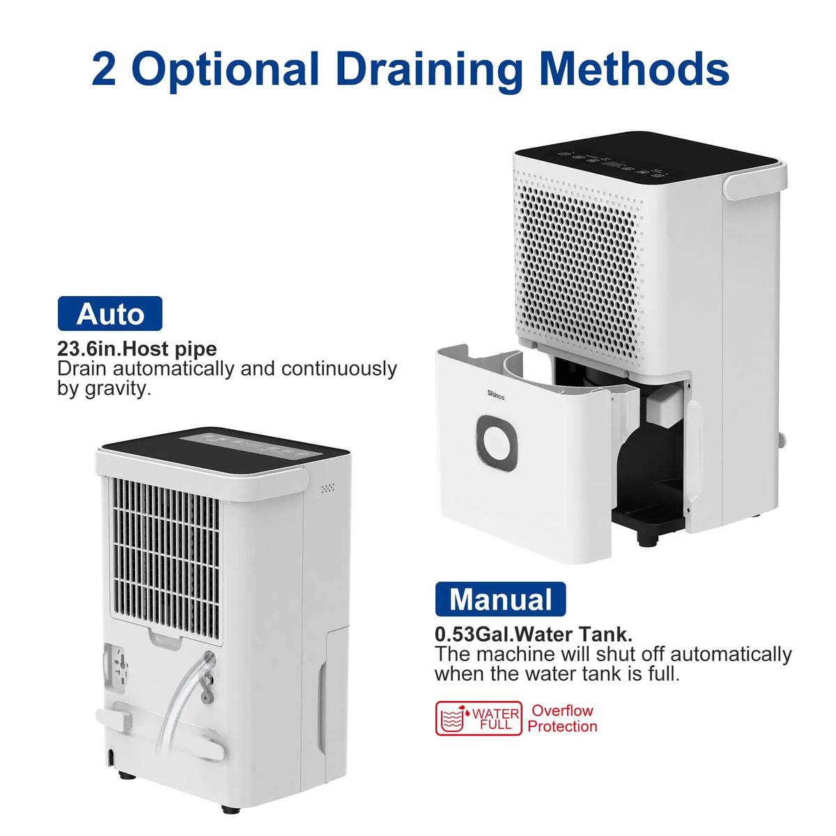 Shinco 30-Pint Dehumidifier With Drain Hose Covers 1500 Sqft
