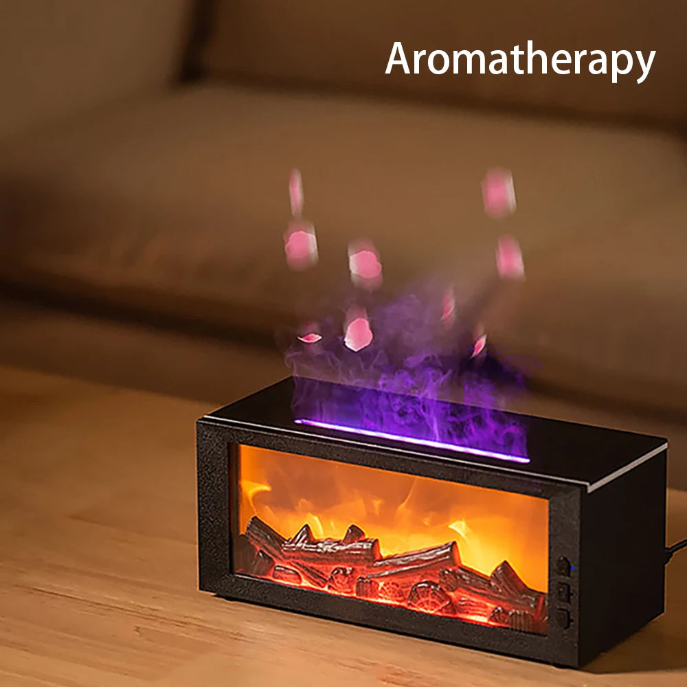 Flame Effect Humidifier With Remote And Timer For Home Decor