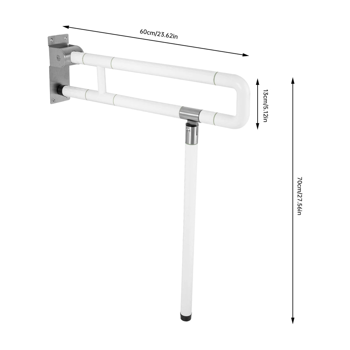 Foldable Drop Down Handicap Toilet Grab Bar Metal Non Slip