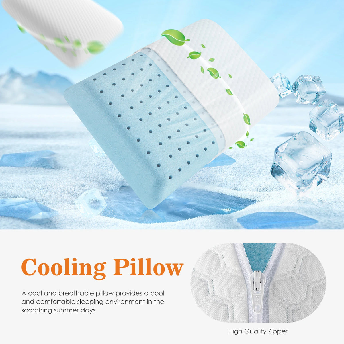 JHK Cooling Memory Foam Pillows With Washable Cover