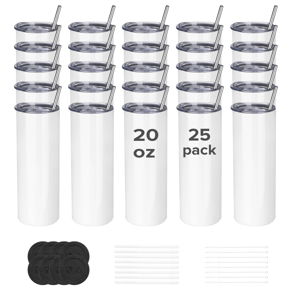 Fastsub Sublimation Tumblers Blanks Stainless Steel Insulated Cups with Lids