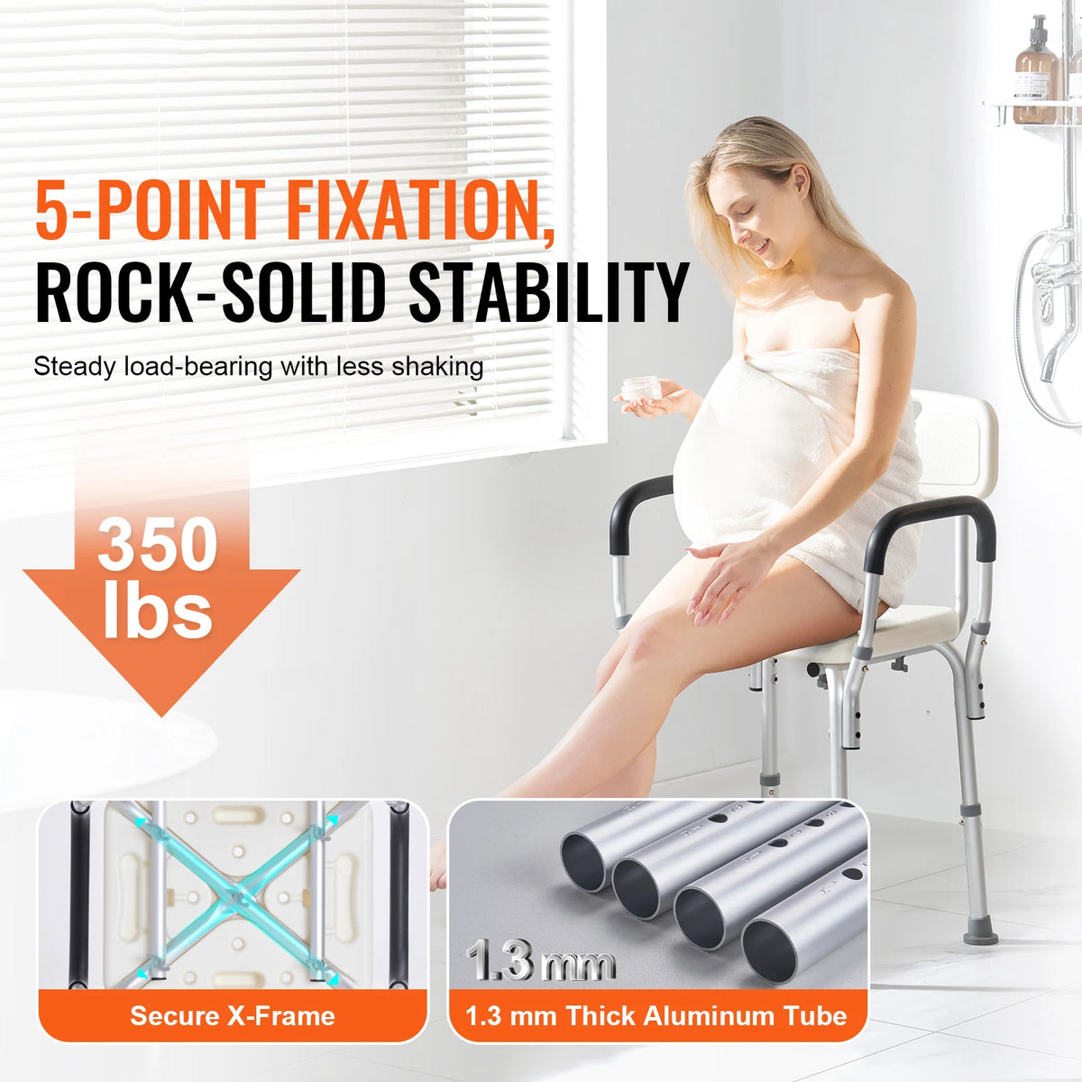 Adjustable Shower Chair With Back And Non Slip Bath Seat