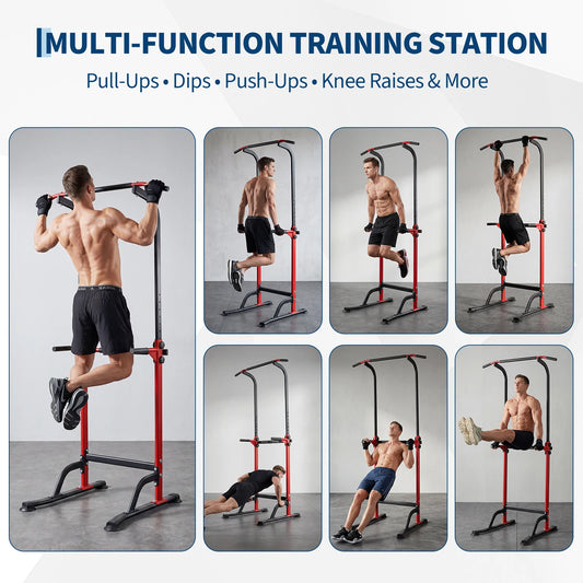 Adjustable Pull Up Dip Station Power Tower For Calisthenics