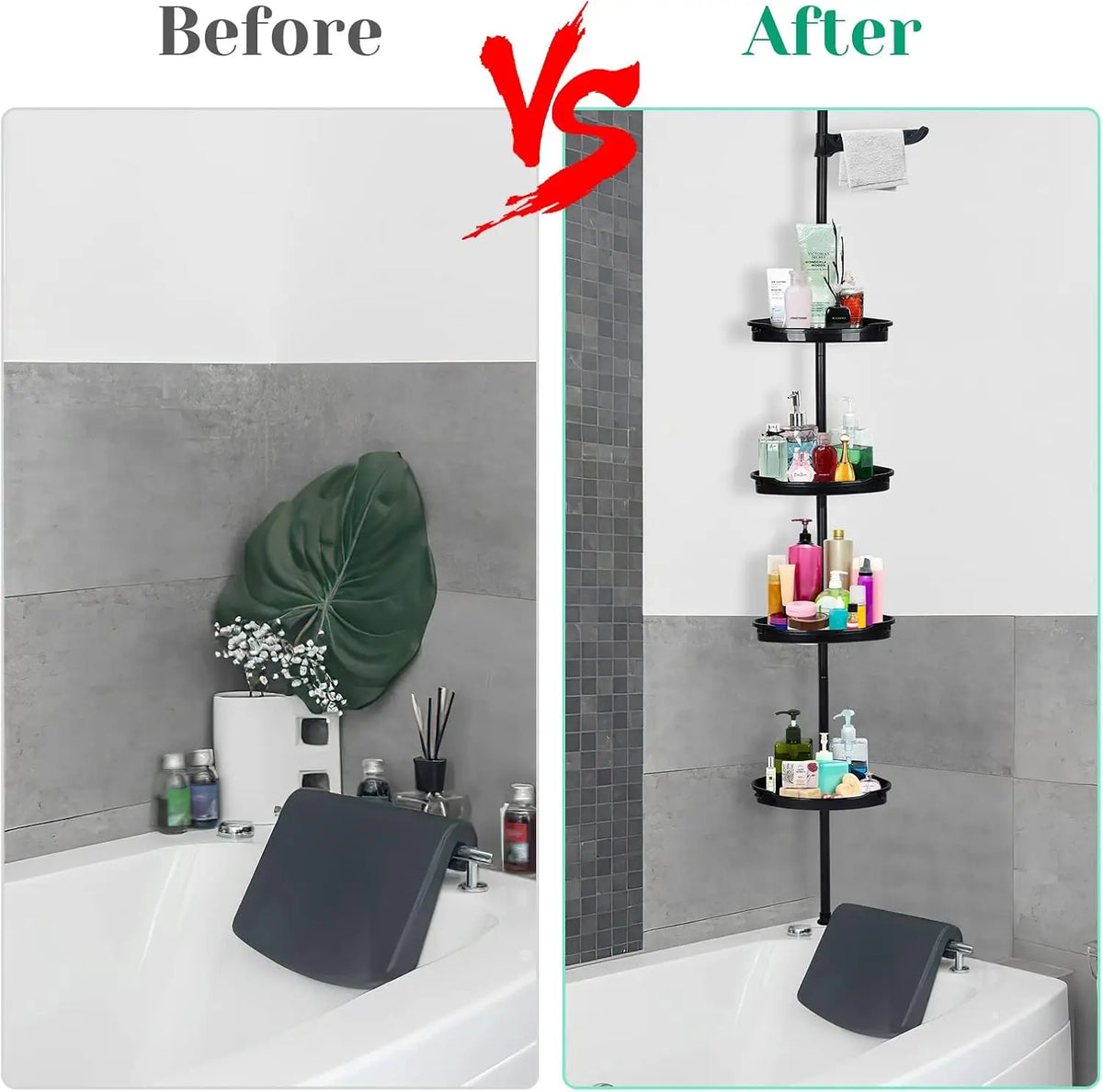 Adjustable Four Tier Corner Shower Caddy With Rust Proof Stand