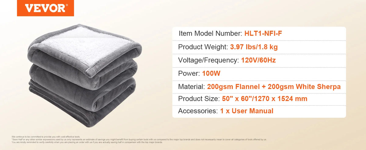 SucceBuy Electric Heated Throw With Soft Flannel Sherpa Fabric