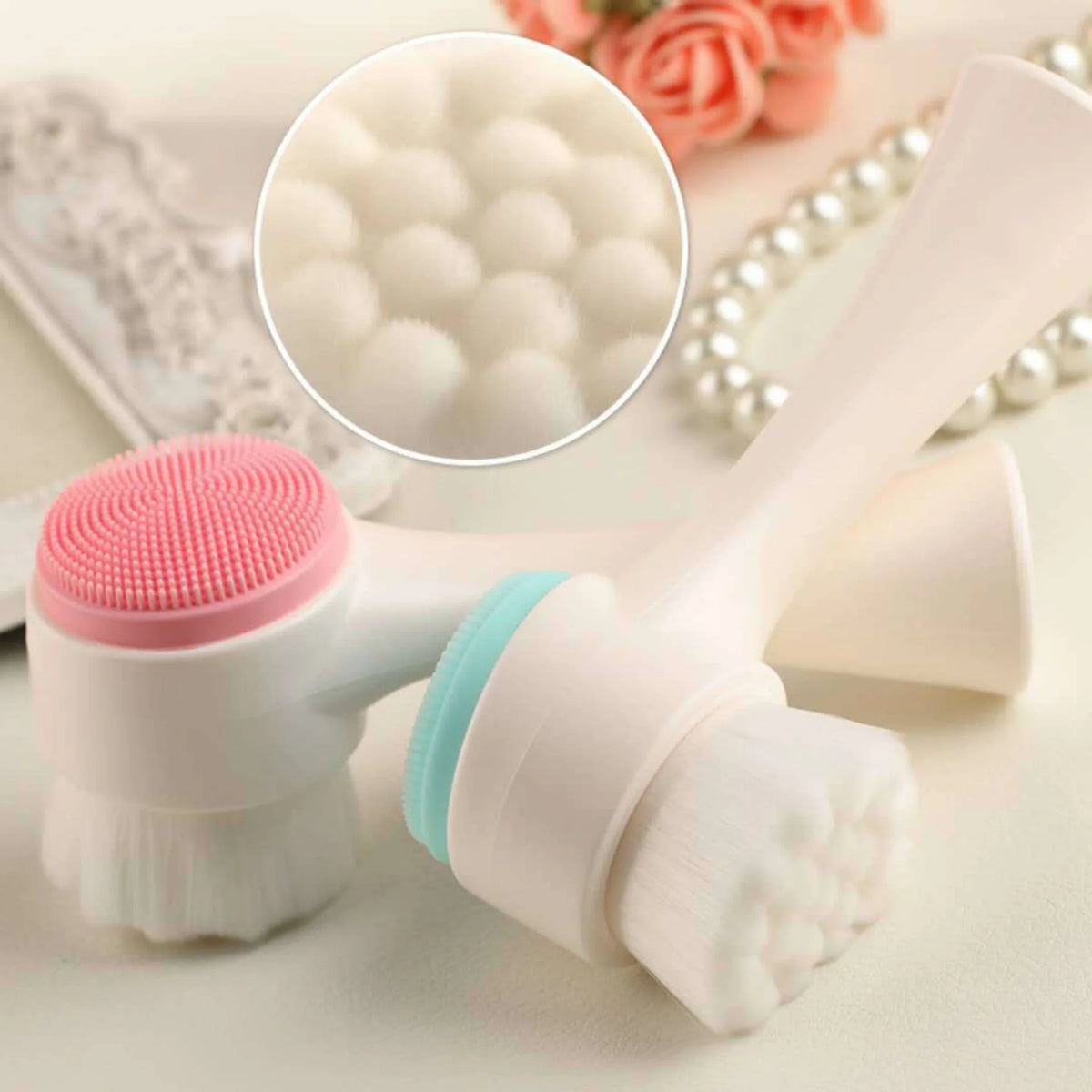 Silicone Double Sided Facial Cleansing Brush For Gentle Exfoliation